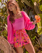 Coasted Ritual Eyelet Balloon Sleeve Top