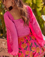 Coasted Ritual Eyelet Balloon Sleeve Top