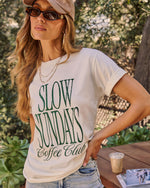 Slow Days Coffee Club Cotton Graphic Short Sleeve Tee