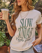 Slow Days Coffee Club Cotton Graphic Short Sleeve Tee