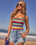 Coastal Drift Striped Knit Tank Top