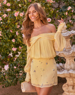 Dellie Pleated Off The Shoulder Top