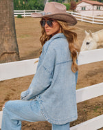 Medium Wash % Boardwalk Cotton Blend Vintage Button Down Top-4