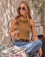 Coffee % Karlah Sleeveless Turtleneck Top-1