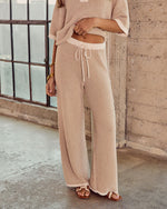 Sand Striped % Cloud 9 Striped Drawstring Sweatpants-2