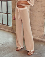 Sand Striped % Cloud 9 Striped Drawstring Sweatpants-3