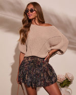 Oatmeal % Lettie Short Sleeve Sweater Top-5