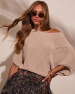 Oatmeal % Lettie Short Sleeve Sweater Top-6