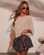 Oatmeal % Lettie Short Sleeve Sweater Top-3