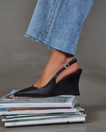 Jessy Vegan Leather Slingback Wedge Heel