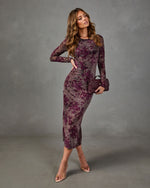 Darya Floral Velvet Mesh Maxi Dress