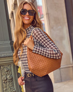 Corey Woven Vegan Leather Shoulder Bag