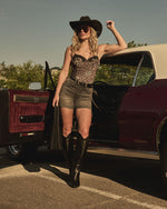 Elerson Animal Print Lace Trim Bodysuit