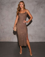Mocha % Party Glam Sequin Midi Dress-5