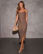 Mocha % Party Glam Sequin Midi Dress-1