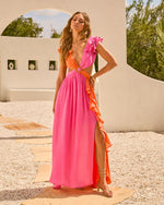 Solaya Cut Out Color Block Maxi Dress