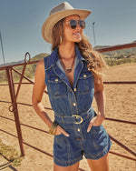 Dusty Trail Denim Waist Belt Romper