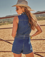 Dusty Trail Denim Waist Belt Romper