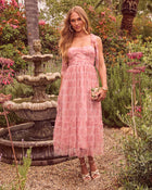 Viah Floral Tulle Midi Dress