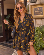 Autumn Debut Floral Chiffon Mini Dress
