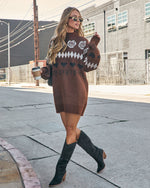 Chocolate % Marrene Abstract Mini Sweater Dress-3
