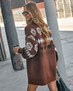 Chocolate % Marrene Abstract Mini Sweater Dress-4