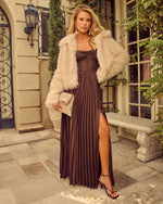 Tanie Pleated Satin Maxi Dress