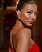 Holiday Season Half Snowflake Stud Earrings