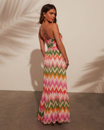 Sunset/Multi % Sunset Tropics Zigzag Print Empire Maxi Dress-4
