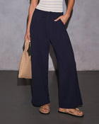 Navy % Keep It Cool Relaxed Straight Leg Pants-1