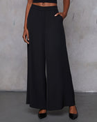 Black % Madi Pocketed Wide Leg Pants-7