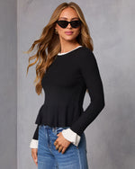 Rouge Rebel Contrast Trim Peplum Top