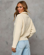Cream % Cozy Feels Knit Zip Up Cardigan-4
