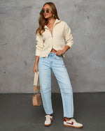 Cream % Cozy Feels Knit Zip Up Cardigan-5