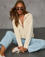 Cream % Cozy Feels Knit Zip Up Cardigan-1