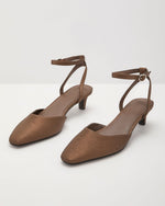 Saylena Satin Ankle Strap Kitten Heels