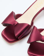 Burgundy % Cranberry Moon Satin Bow Kitten Heels-5