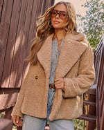 Yulissa Double Breasted Moto Teddy Jacket