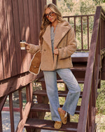 Yulissa Double Breasted Moto Teddy Jacket