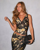 Lorei Lace Trim Printed Top