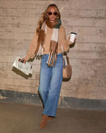 Tan % Claire Large Pattern Blanket Scarf-6