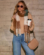 Tan % Claire Large Pattern Blanket Scarf-3