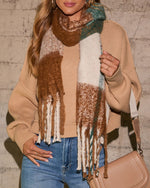 Tan % Claire Large Pattern Blanket Scarf-1