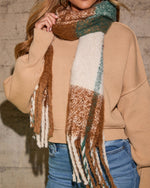Tan % Claire Large Pattern Blanket Scarf-4