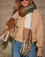 Tan % Claire Large Pattern Blanket Scarf-5