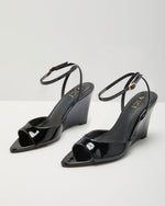 Nicks Patent Faux Leather Open Toe Wedges