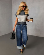 Eliska Contrast Knit Crochet Top