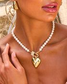 You Are Loved Heart Pendant Pearl Necklace
