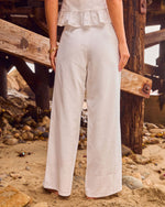 Mediterranean Morning Linen Blend Wide Leg Pants