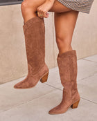 Brown % Carlisle Suede Heeled Boots-1